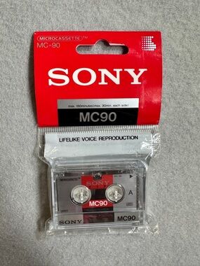 Sony MC-90 Microcassette 180‎ Min Voice Recorder Tape New Sealed
